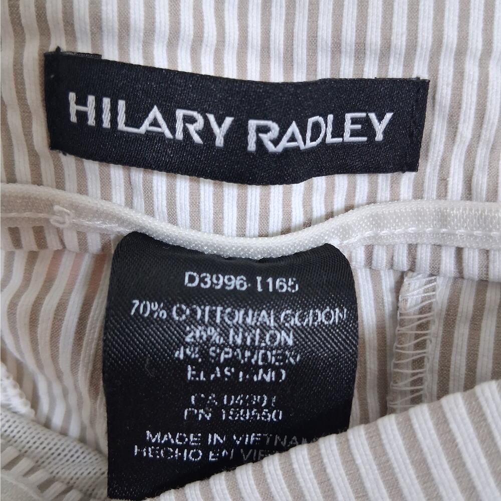 Hilary Radley Seersucker Striped Pull On Crop Pants Beige White - Picture 4 of 6